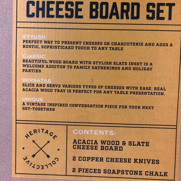 NEW Acacia Wood & Slate Cheese Charcuterie Board Serving Set - Picture 7 of 7